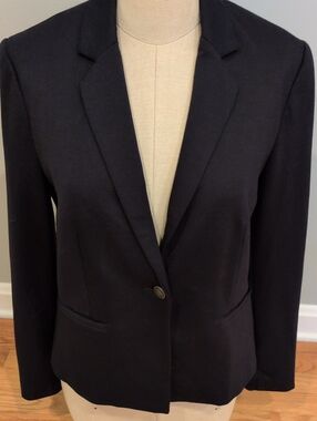 Jules & Leopold Navy Knit Single-Button Women's Blazer Medium